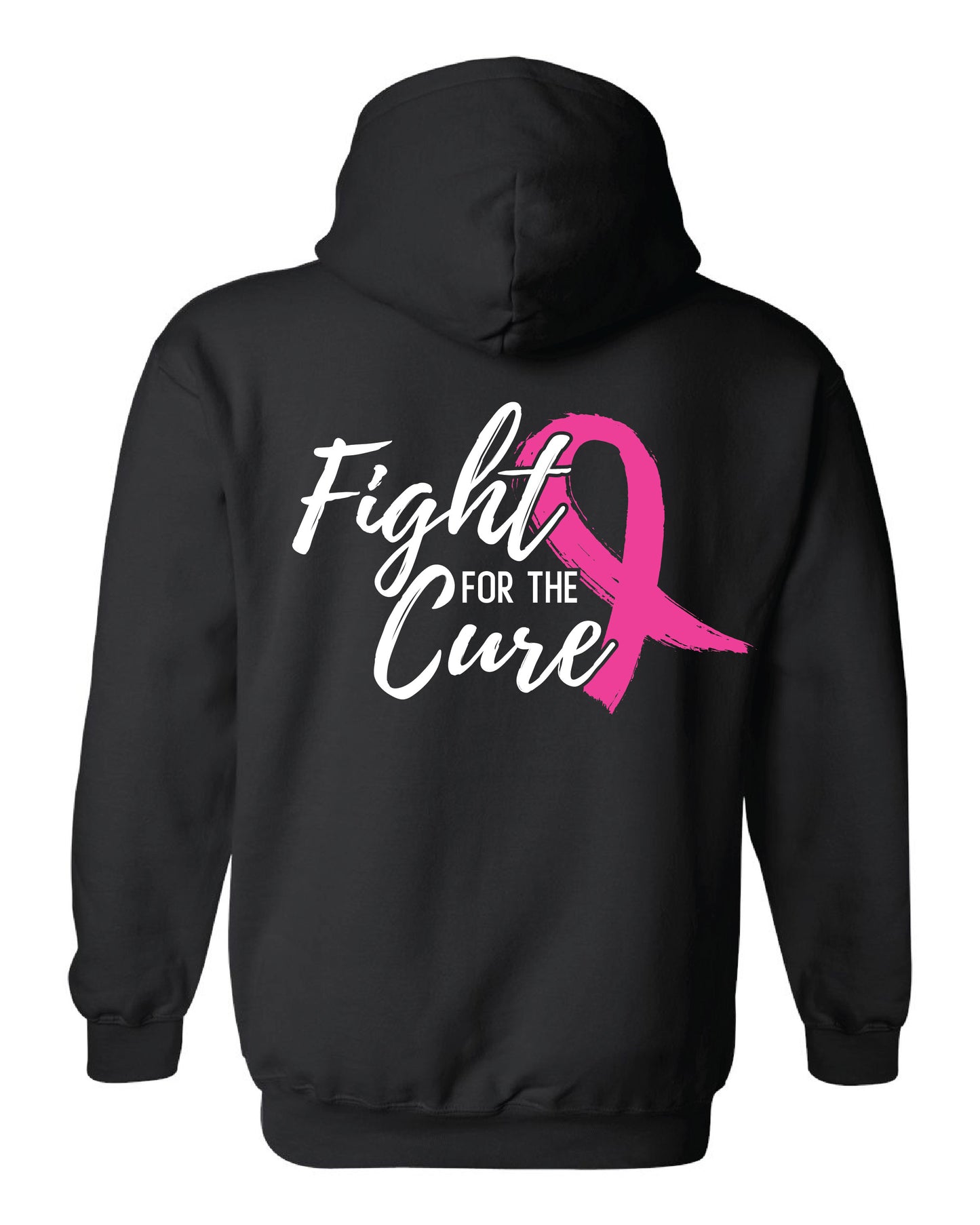 Breast Cancer Awareness Black Hoodie - Left Chest and Back Design