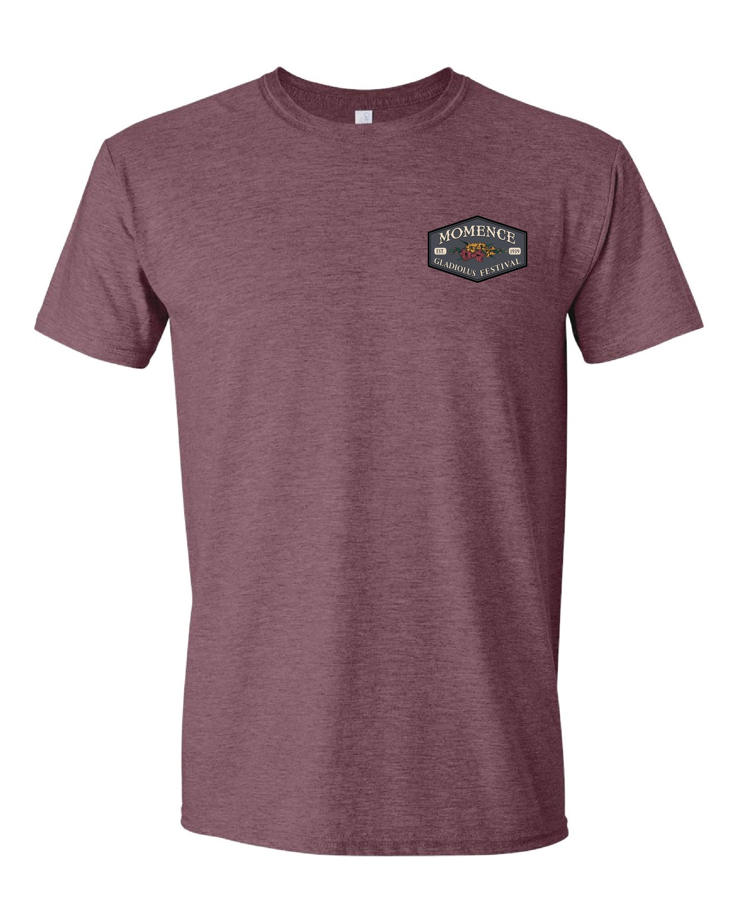 Adult Heather Maroon - Short Sleeve Tee - Left Chest Design