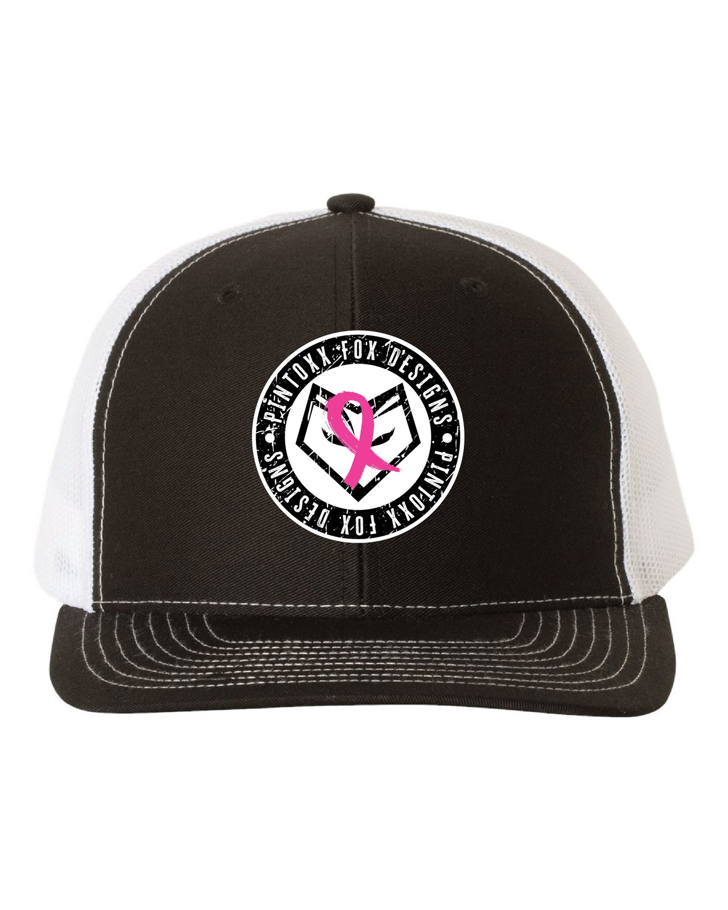 Black/White Richardson 112 - Round UV Printed Leather Patch