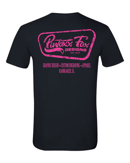 Breast Cancer Awareness Black Tee - Vintage Inspired Left Chest, Back, and Sleeve Design