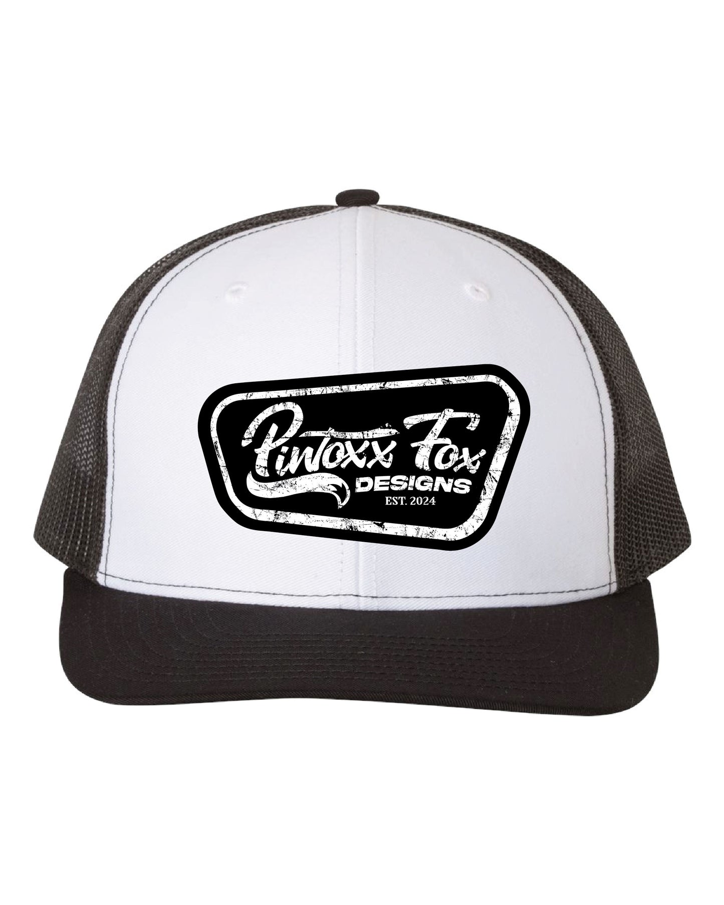 White/Black Richardson 112 - Vintage Inspired Leather Patch