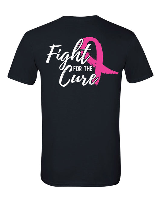 Breast Cancer Awareness Black Tee -  Left Chest and Back Design