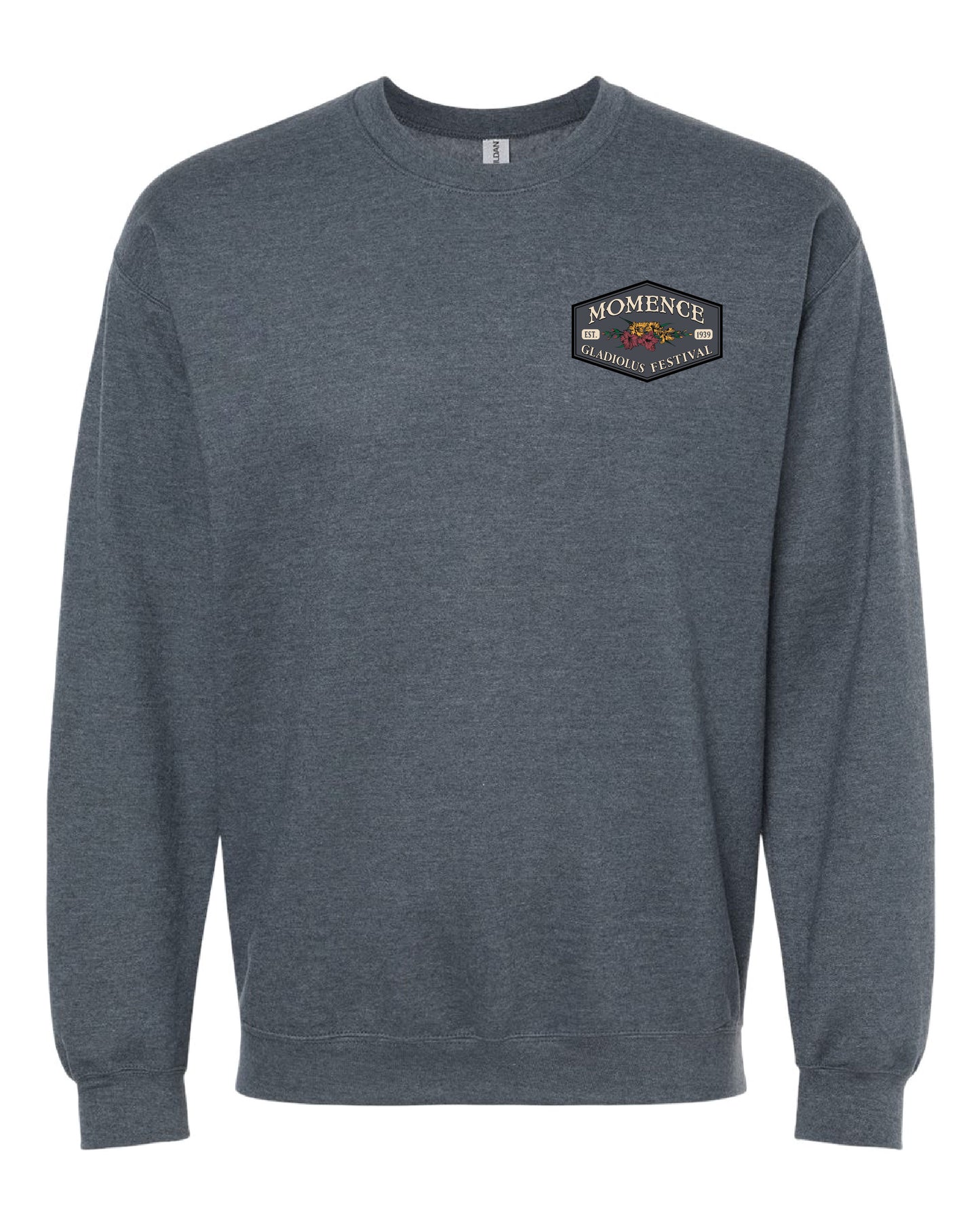 Adult Dark Heather Grey - Crewneck Sweatshirt - Left Chest Design
