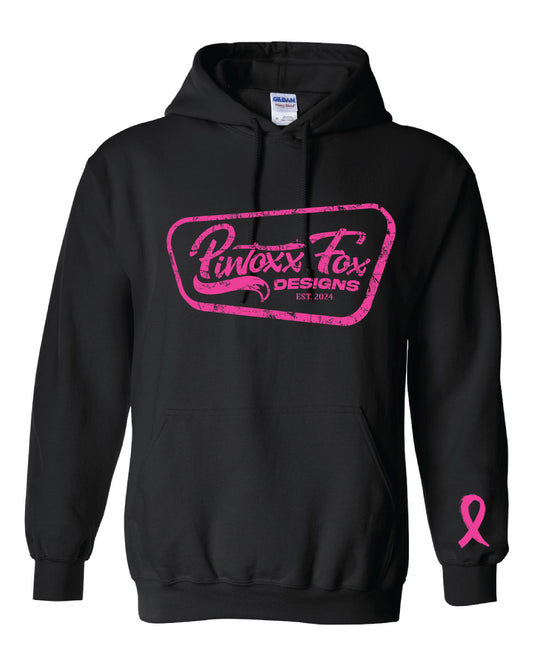 Breast Cancer Awareness Black Hoodie - Full Front Design and Sleeve