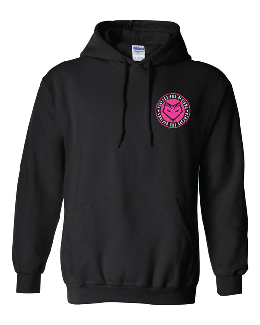 Breast Cancer Awareness Black Hoodie - Left Chest and Back Design