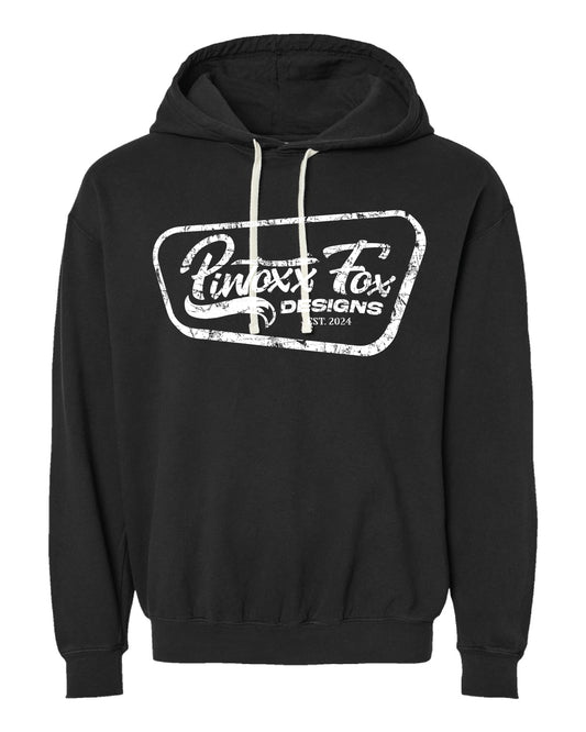 Vintage Inspired Black Hoodie - Full Front Design