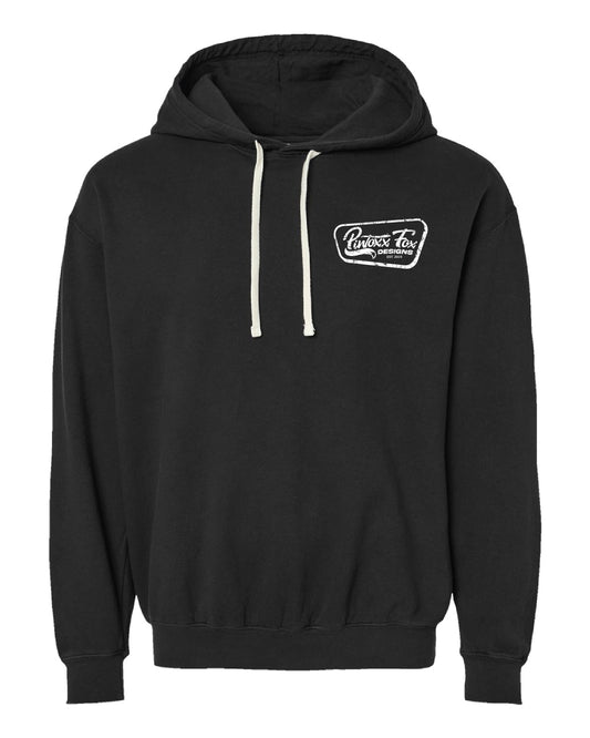 Vintage Inspired Black Hoodie - Left Chest and Back Design